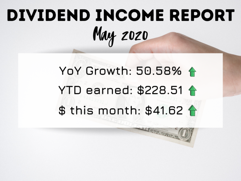 Dividend Income Report for May 2020 (50.58% YoY Growth)