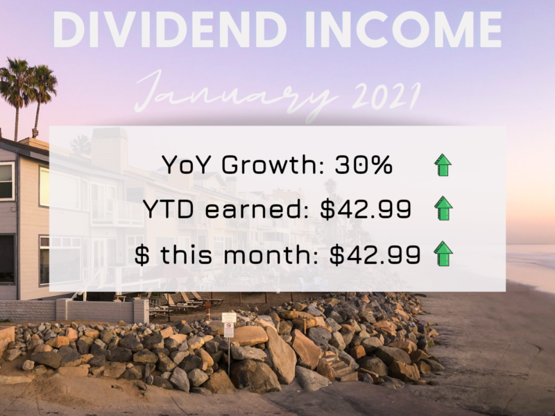 Dividend Income January 2021 - Up 30% Over Last Year