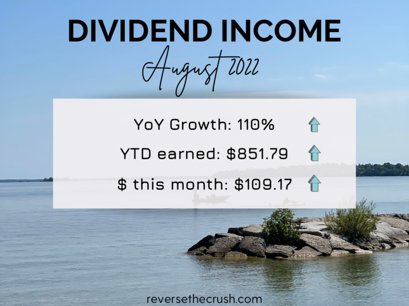 Dividend Income August 2022 — 110% YOY Growth