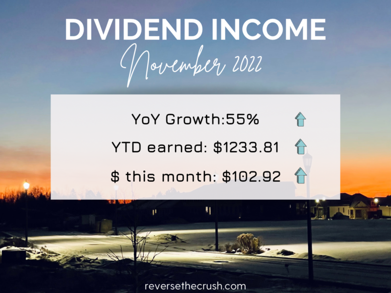 Dividend Income November 2022 — 55% YOY Growth